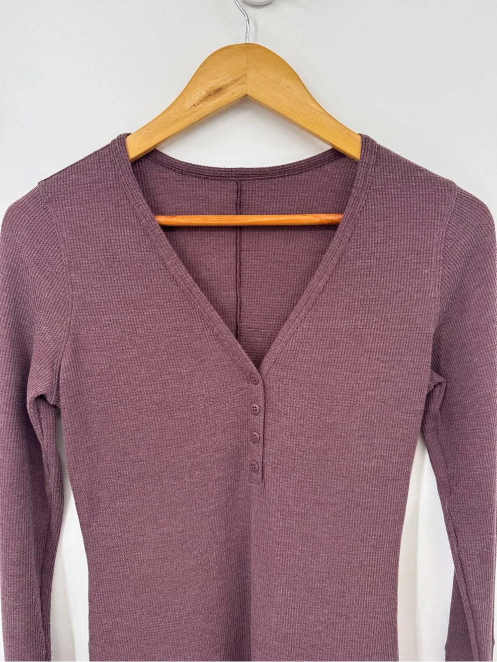 Lululemon Women’s Close Call Henley Long Sleeve Heathered Artic Plum
